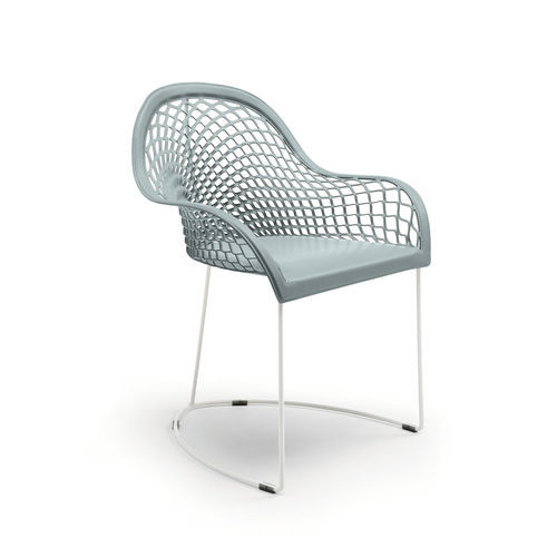 Chaise contemporaine - Guapa P M CU - MIDJ - d'intérieur / en cuir / avec piètement en acier laqué