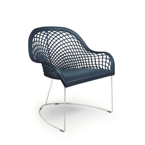 Fauteuil contemporain - Guapa AP M CU - MIDJ - en cuir / en métal / bleu