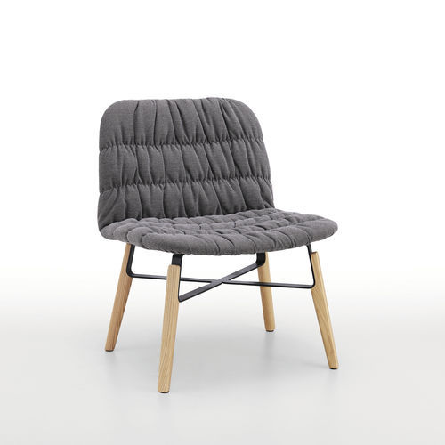 Fauteuil contemporain - Liù AT ML TS2 - MIDJ - en tissu / en cuir / en bois