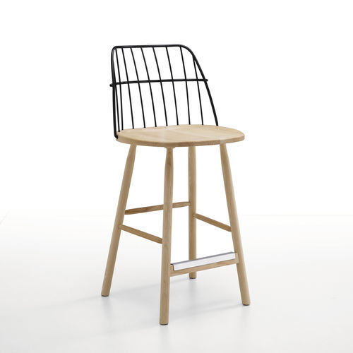 Chaise de bar contemporaine - Strike - MIDJ - d'intérieur / en acier laqué / en bois