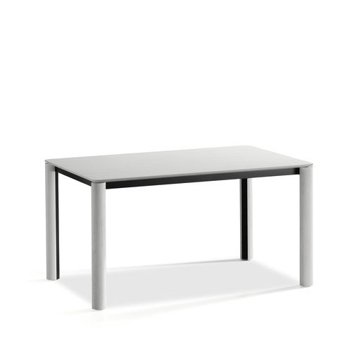 Table contemporaine - Woody - MIDJ - en placage de bois / en verre / en stratifié