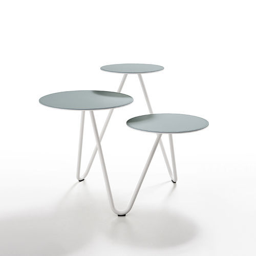 Table basse design original - Apelle Trio - MIDJ - en céramique / en cuir / avec piètement en métal laqué