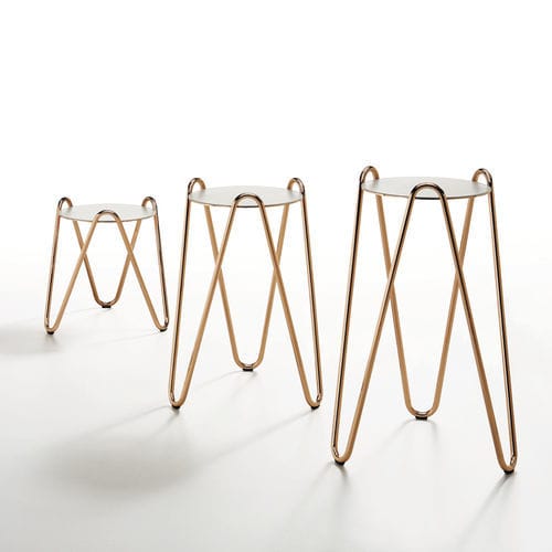 Table d'appoint contemporaine - Apelle Chic - MIDJ - en céramique / en cuir / avec piètement en métal laqué