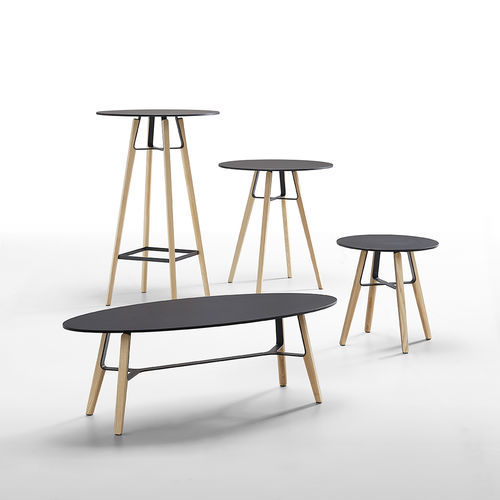 Table basse design original - Li&ugrave; CT - MIDJ - en HPL / avec piètement en métal / avec piètement en bois
