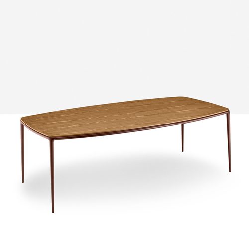 Table à manger contemporaine - Lea - MIDJ - en placage de bois / en bois laqué / en céramique