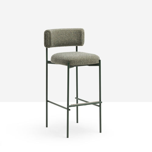 Chaise de bar Art Déco - Amelie H65/75 M TS - MIDJ - d'intérieur / en tissu / en cuir