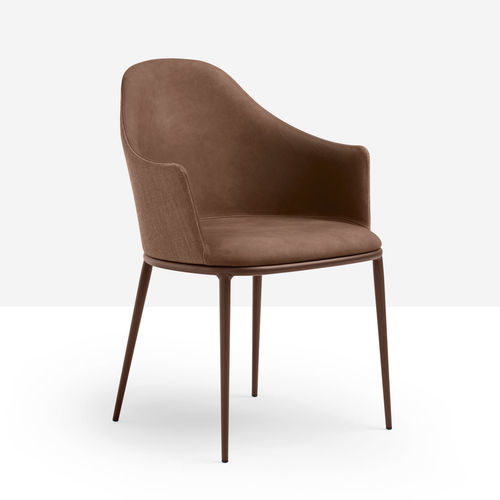 Chaise contemporaine - LEA P M - MIDJ - d'intérieur / en cuir / avec piètement en acier laqué