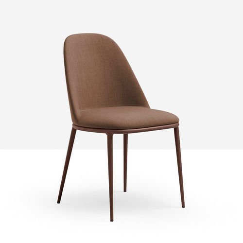 Chaise contemporaine - Lea S M - MIDJ - d'intérieur / en cuir / avec piètement en acier laqué
