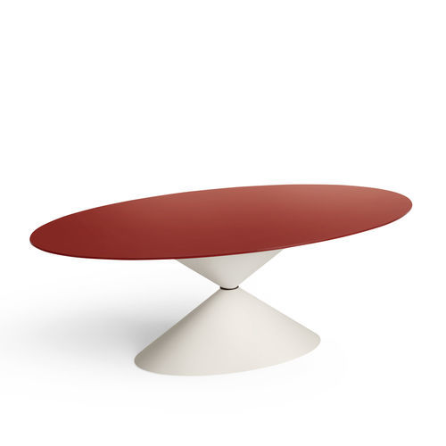 Table à manger contemporaine - Clessidra - MIDJ - en placage de bois / en céramique / avec piètement en métal peint