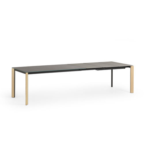 Table à manger design original - Blade - MIDJ - en placage de bois / en MDF laqué / en verre