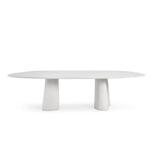 Table à manger design organique - ORGANIC - MIDJ - en béton / avec piètement en métal / avec piètement en béton