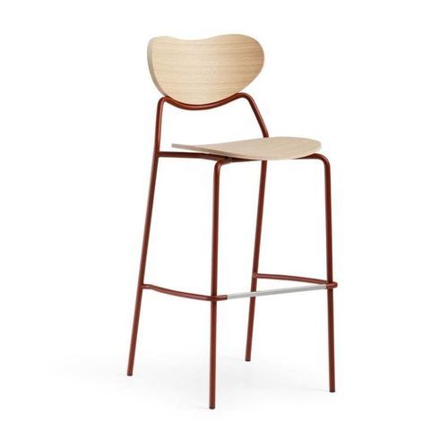 Tabouret contemporain - VIDA H75 M LG - MIDJ - en placage de bois / avec piètement en métal / avec repose-pieds