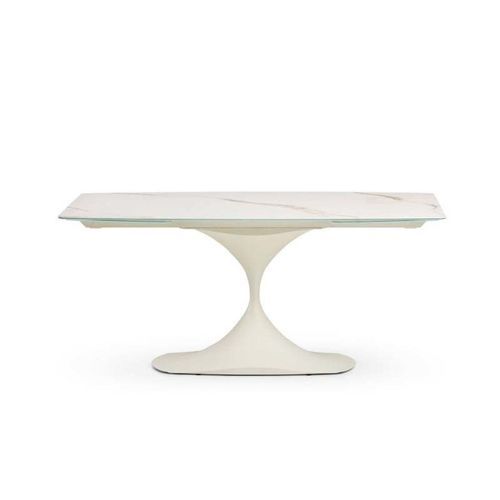 Table à manger moderne - LEO EVO - MIDJ - en céramique / avec piètement en métal / courbée