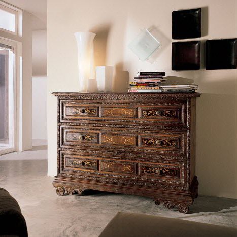 Commode de style - ART 833 - Bertelè - en noyer / 3 tiroirs