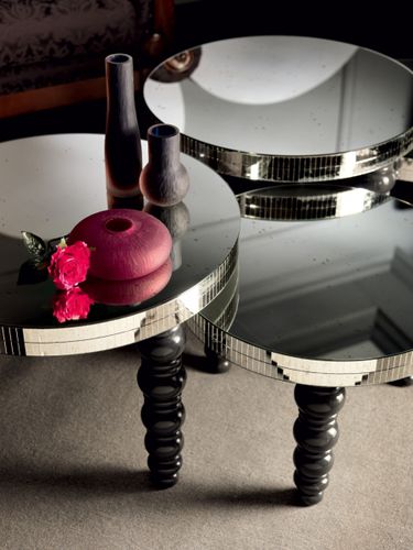 Table d'appoint design nouveau baroque - ART 146/75-65 - Bertelè - en bois laqué / en verre / ronde