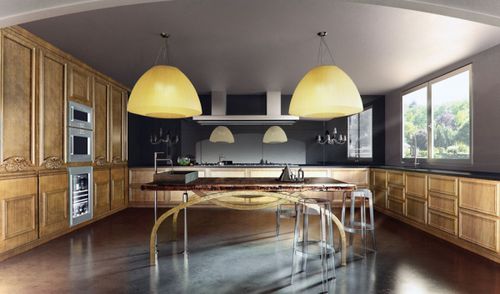 Cuisine contemporaine - Bertelè - en bois / en U / sans poignée
