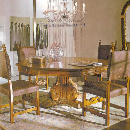 Table classique - ART 505 - Bertelè - en noyer / octogonale