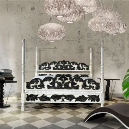 Lit à baldaquin - ART 412 - Bertelè - double / design nouveau baroque / avec tête de lit