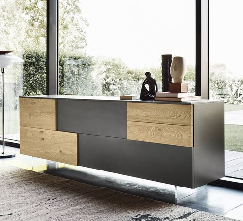 Buffet contemporain - INCONTRO C5C03 - SANGIACOMO - en chêne / en placage de bois / en bois laqué mat