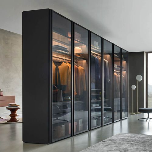 Armoire contemporaine - SCRIGNO - SANGIACOMO - en bois / en verre fumé / en métal laqué
