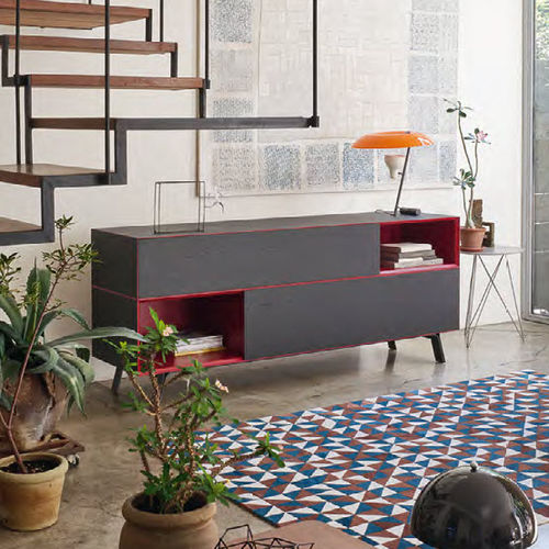 Buffet contemporain - DOMINO IN - SANGIACOMO - en chêne / en placage de bois / en bois laqué mat