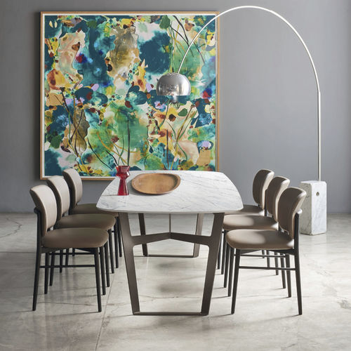Table à manger contemporaine - Obi - SANGIACOMO - en chêne / en placage de bois / en verre fumé