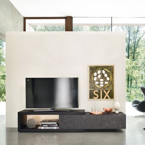 Meuble TV contemporain - Lampo Sp60 4 - SANGIACOMO - lowboard / avec étagères / en chêne