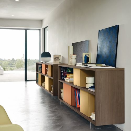 Bibliothèque contemporaine - MODO M6C84 - SANGIACOMO - en bois laqué / en chêne / en placage de bois