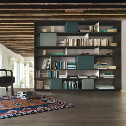 Bibliothèque sol plafond - MODO  - SANGIACOMO - contemporaine / en chêne / en placage de bois