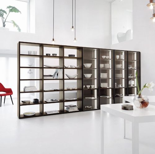 Vaisselier contemporain - MODO M6C92 - SANGIACOMO - en chêne / en placage de bois / en verre