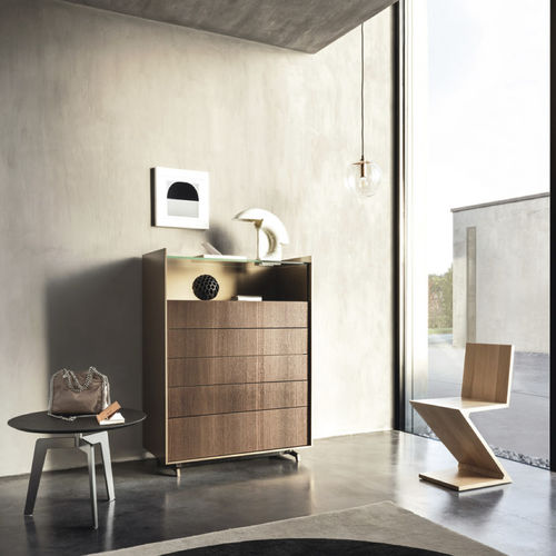 Chiffonnier contemporain - CABARET - SANGIACOMO - en bois laqué / en chêne / en placage de bois