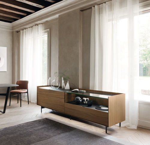 Buffet contemporain - Cabaret 56B sx - SANGIACOMO - en placage de bois / en bois laqué mat / en métal laqué