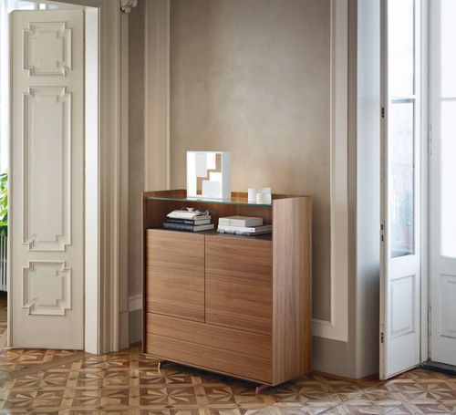 Buffet contemporain - Cabaret 33C - SANGIACOMO - en placage de bois / en métal laqué / en verre