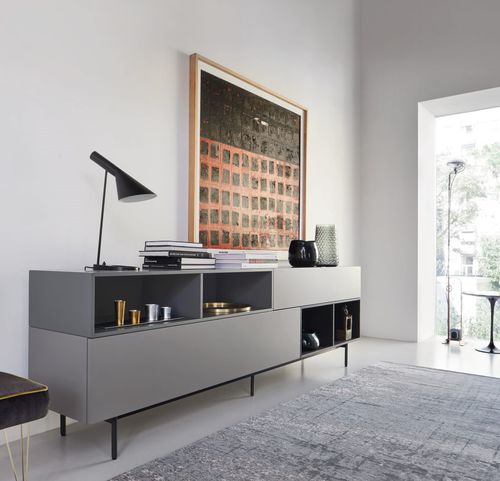 Buffet contemporain - Lampo Open 24 - SANGIACOMO - en chêne / en placage de bois / en bois laqué mat