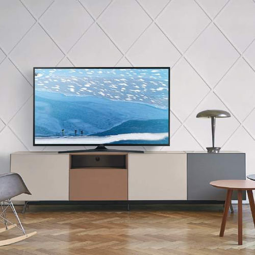 Meuble TV contemporain - Domino Più 12P - SANGIACOMO - avec rangement intégré / en bois laqué / en aluminium laqué