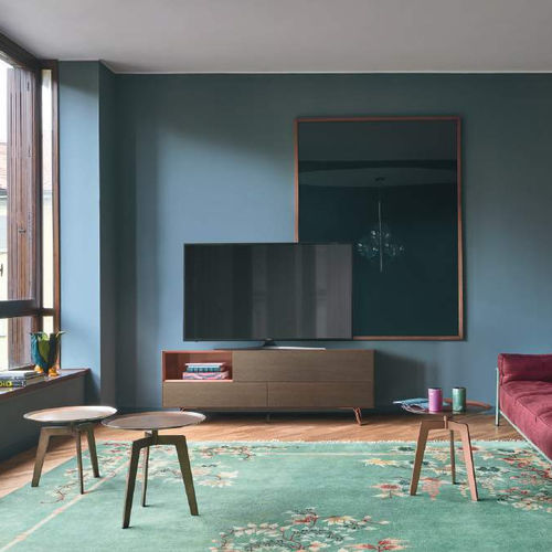Meuble TV contemporain - Domino IN.2 9I sx - SANGIACOMO - lowboard / en chêne / en placage de bois
