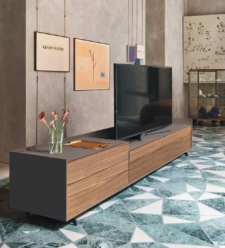 Meuble TV contemporain - Cabaret 9G sx - SANGIACOMO - avec rangement intégré / en bois laqué / en placage de bois