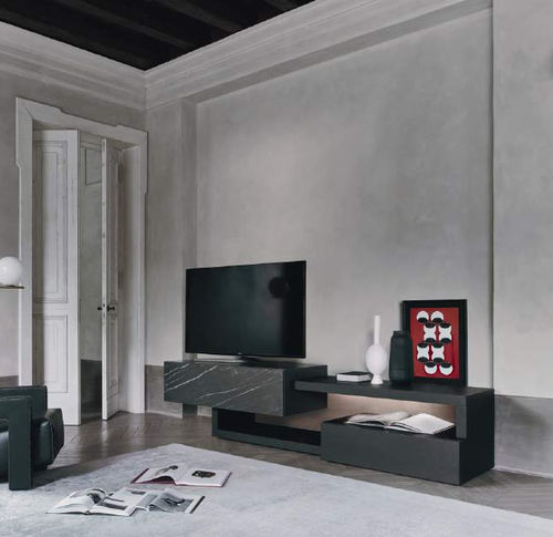 Meuble TV contemporain - Lampo Sp60 38 - SANGIACOMO - avec étagères / avec éclairage intégré / en chêne