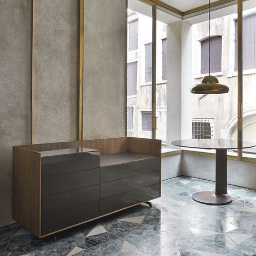 Buffet contemporain - Cabaret Step - SANGIACOMO - en bois laqué / en chêne / en placage de bois