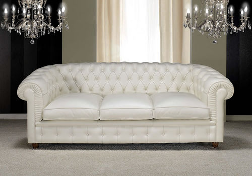 Canapé de style chesterfield - CHESTER - Nieri - en cuir / blanc / 3 places