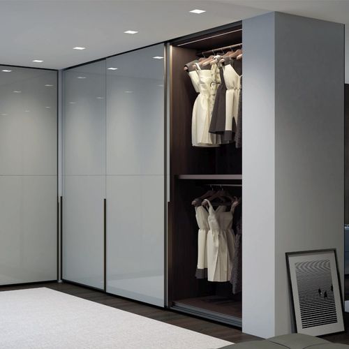 Armoire contemporaine - SCORREVOLI001 - PESCAROLLO - en verre laqué / à porte coulissante