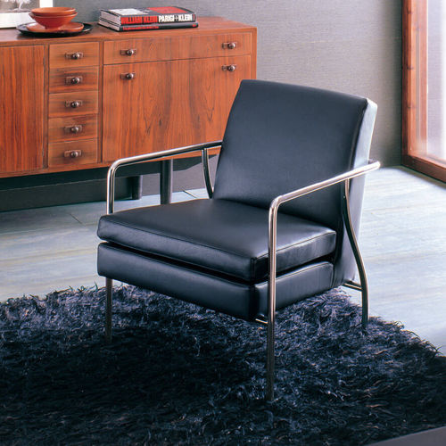 Fauteuil contemporain - DRESDA - Pol 74 - en tissu / en cuir / en aluminium