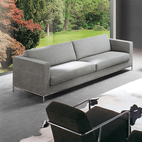 Canapé contemporain - STEP - Pol 74 - en velours / gris / 2 places
