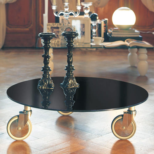 Table basse contemporaine - DL900.ATENE - XABITAre - en verre / avec piètement en acier chromé / ronde