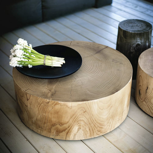 Table basse contemporaine - ECO  - RIVA 1920 - en bois massif / en cèdre / avec piètement en bois massif