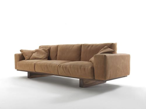 Canapé contemporain - UTAH - RIVA 1920 - en cuir / marron / en bois massif