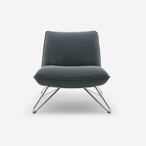 Fauteuil contemporain - 394 - Rolf Benz Ag & KG - en cuir / en tissu / en chrome