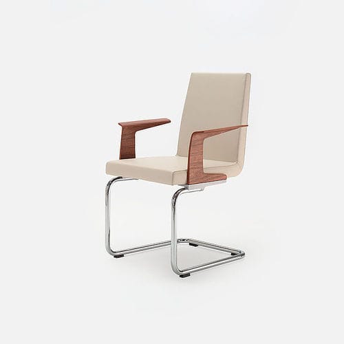 Chaise contemporaine - 620 - Rolf Benz Ag & KG - d'intérieur / en cuir / avec piètement en métal chromé