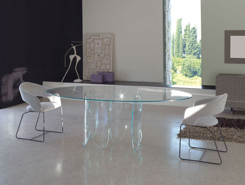 Table à manger contemporaine - SIDNEY - ANTONELLOITALIA - en verre / en verre trempé / ovale