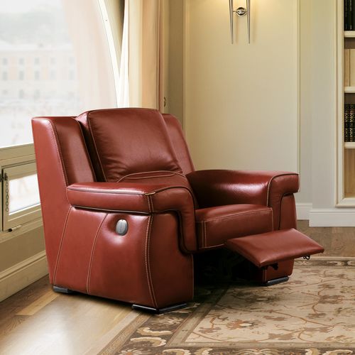 Fauteuil contemporain - JON - SAN MARCO - en cuir / avec repose-pieds / marron